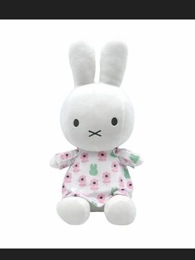 New Miffy Plush Bunny in White with Pink Floral Outfit - Kids Toy 12.5 inches